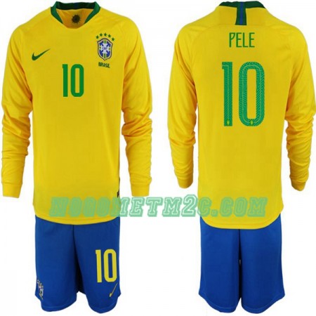 Dječji Nogometni Dres Brazil Pele 10 Domaći Svjetsko prvenstvo 2018 Dugim Rukavima Dječji Nogometni Dres Brazil Pele 10 Domaći Svjetsko prvenstvo 2018 Dugim Rukavima